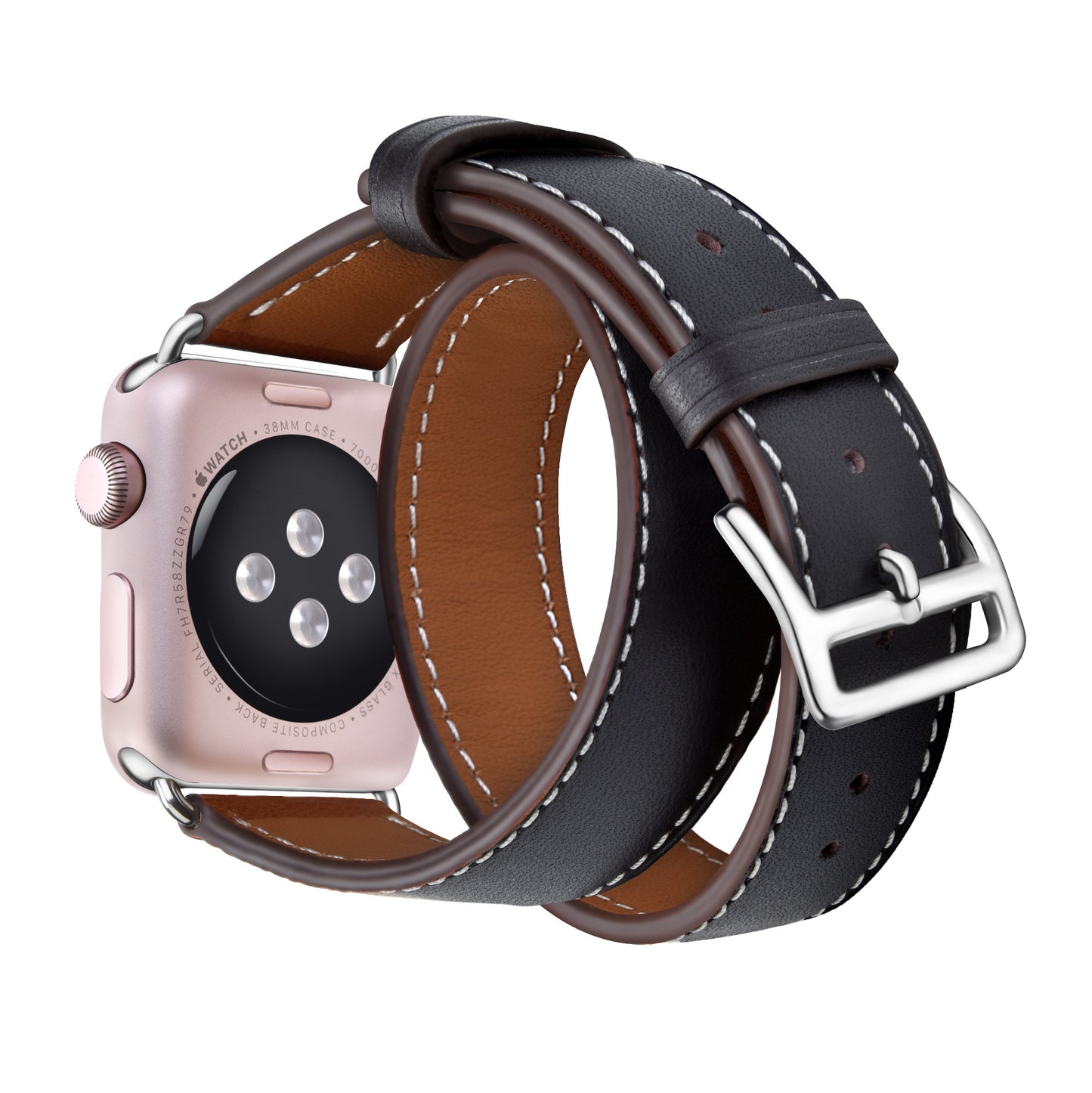 Compatible with Apple Watch Band, Genuine Leather Bands 38mm 40mm 41mm Strap Replacement Wristband with Metal Clasp Compatible with Apple iWatch SE Series 7 6 5 4 3 2 1 Sport Edition
