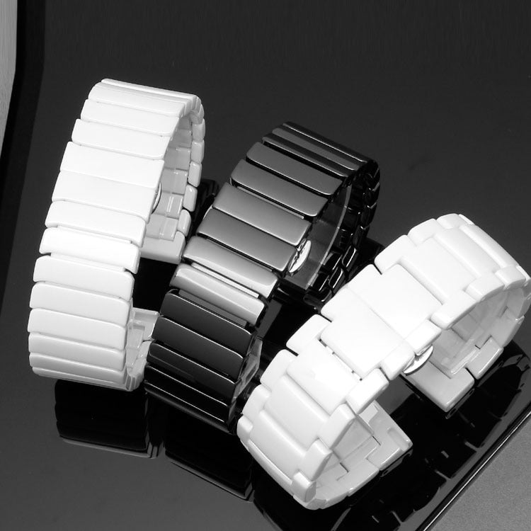 Ceramic Watch Band Universal strap with Quick Release Pins Butterfly Buckle Deployment Clasp Bracelet