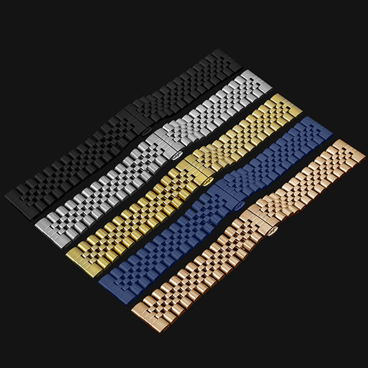 6 Colors for Flexible Watch Strap Polished 7 Rows 20mm 22mm Stainless Steel Watch Band Quick Release Metal Watch Bracelet Deployment Clasp
