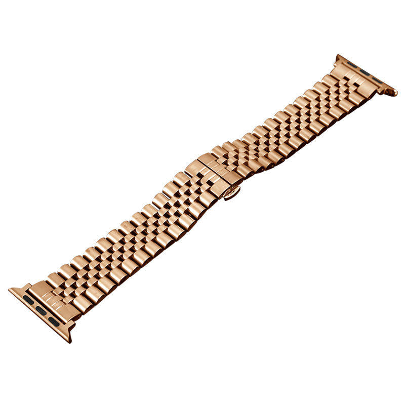 Compatible with Apple Watch Band, Solid Stainless Steel Metal Replacement Watchband Bracelet with Compatible with iWatch Series 1/2/3/4/5/6/7 (LS 38/40/41mm Silver/Gold)