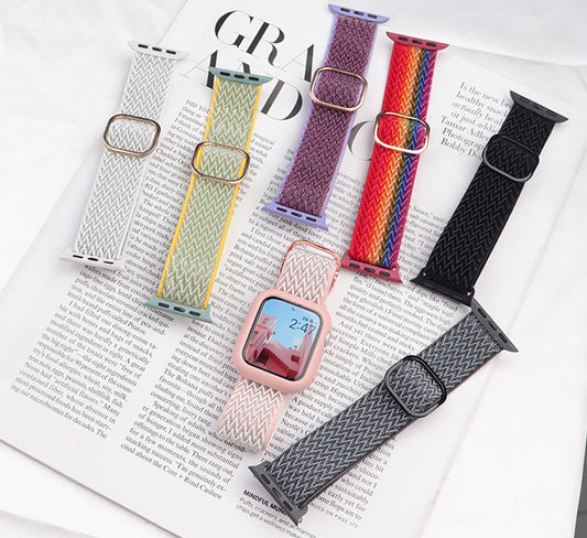 Nylon Solo Loop Band Women Men Strap Compatible with Apple Watch Band 38mm 40mm 42mm 44mm, Braided Sport Adjustable Stretchy Elastic Wristband Compatible for iWatch Series 7/6/SE/5/4/3/2/1